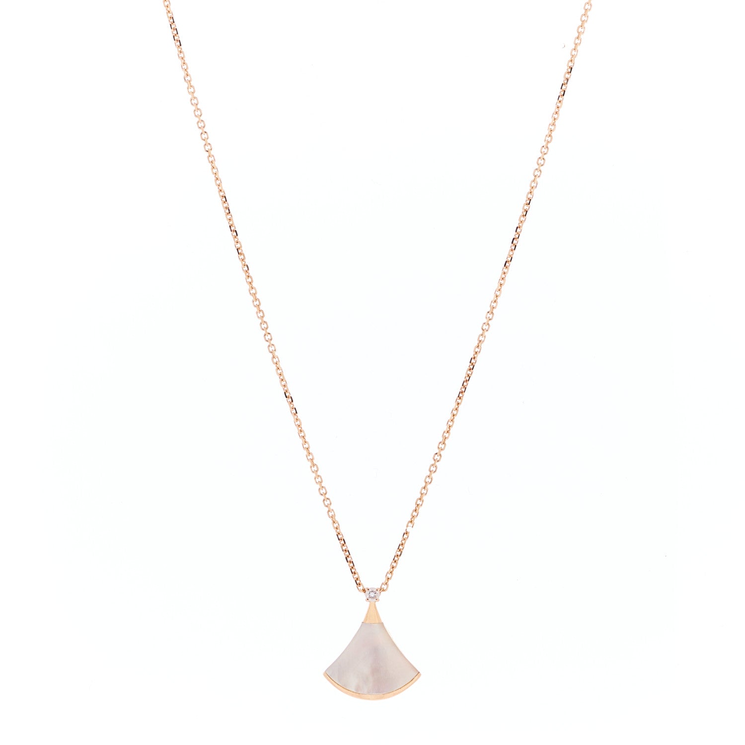 Bulgari 18K Rose Gold Diamond Mother of Pearl Small Divas' Dream Pendant Necklace 1 of 3