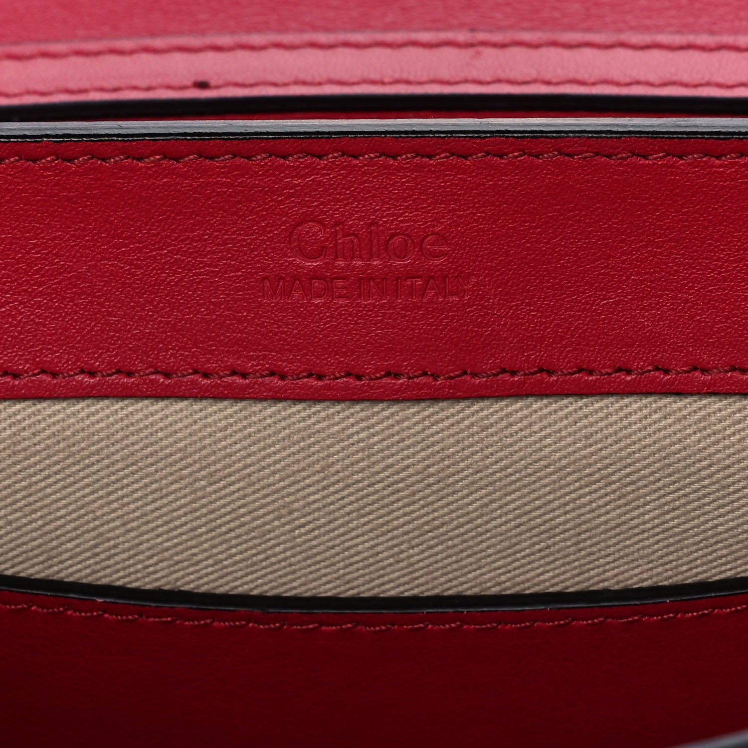 Chloe Calfskin Crocodile Embossed C Clutch With Chain Red 6 of 12