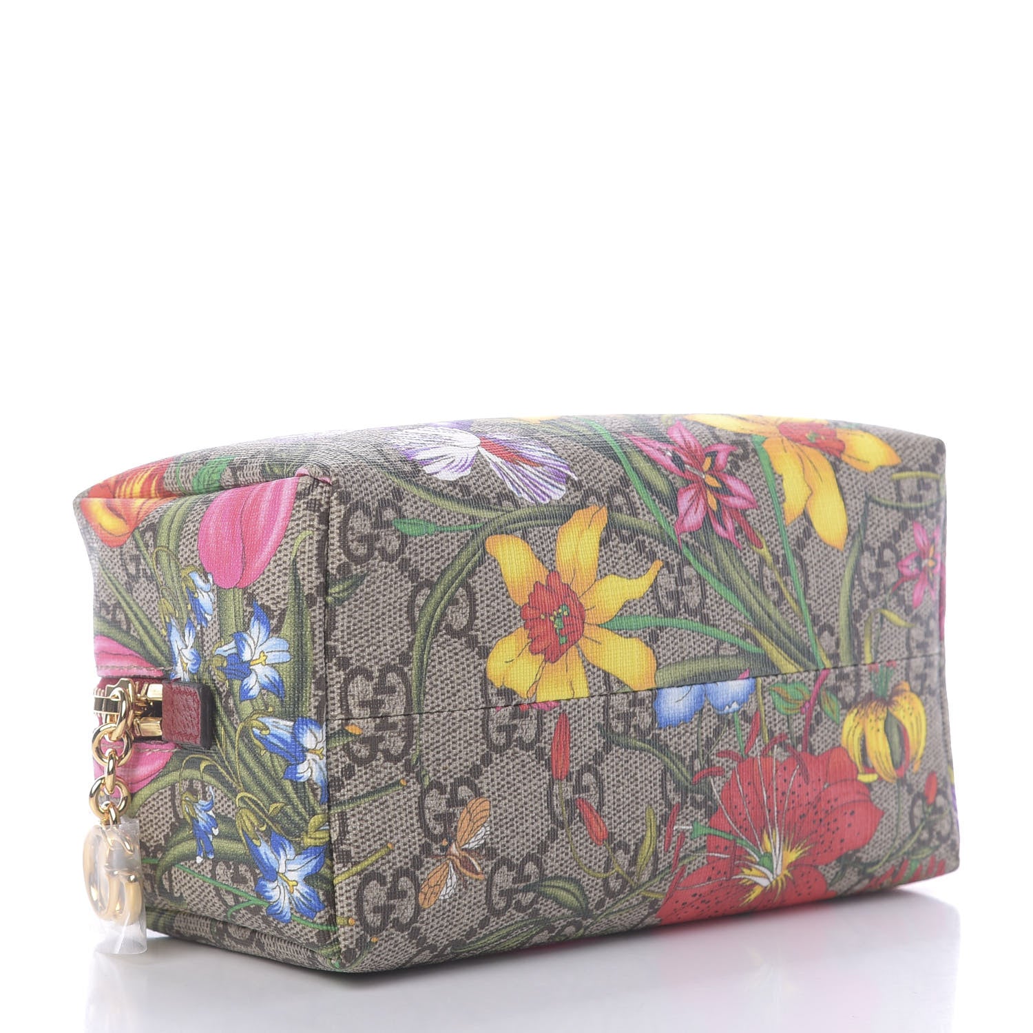 Gucci Soft GG Supreme Monogram Flora Calfskin Medium Ophidia Cosmetic Case Beige Ebony Multicolor Rosso 3 of 10