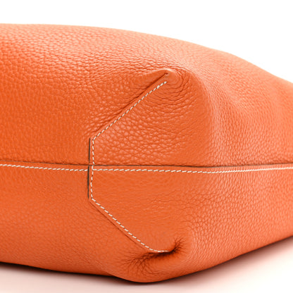 Hermes Taurillon Clemence Double Sens 36 Reversible Tote Gris Perle Orange 12 of 15