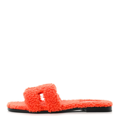 Hermes Woolskin Oran Sandals 41 Orange 1 of 8