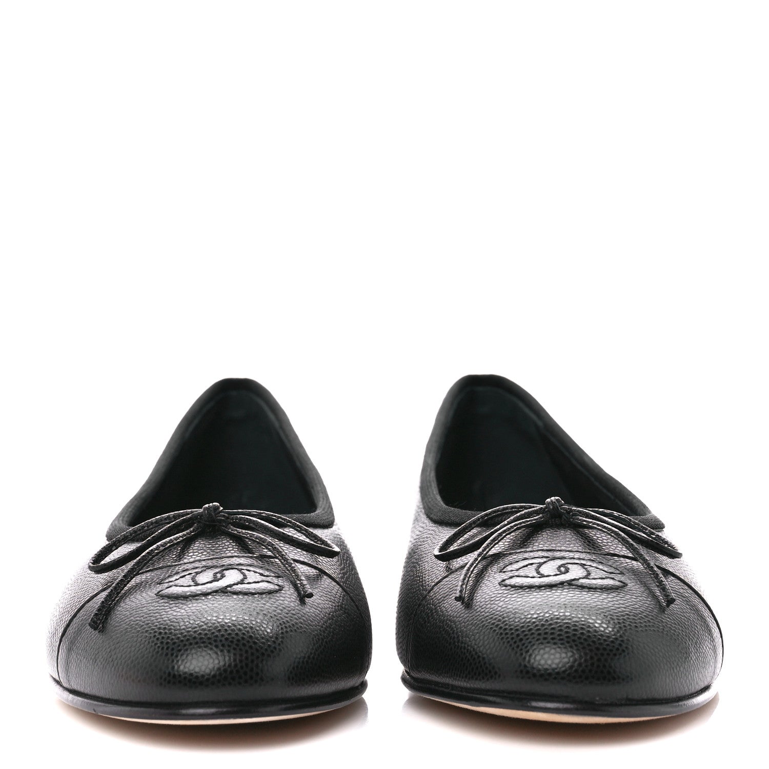 Chanel Caviar CC Cap Toe Ballerina Flats 39 Black 2 of 9