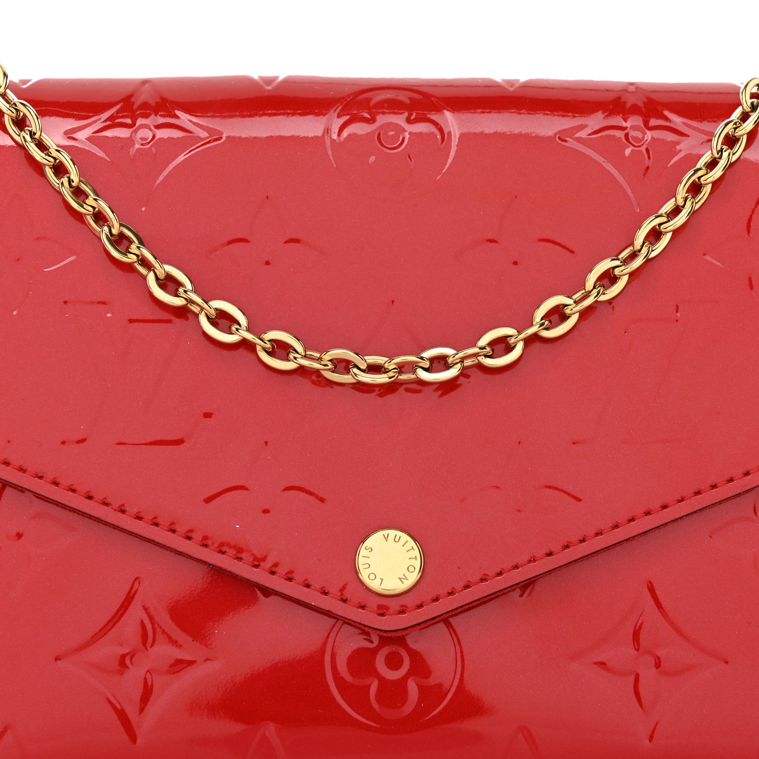 Louis Vuitton Vernis Felicie Pochette Chain Wallet Cherry 9 of 11