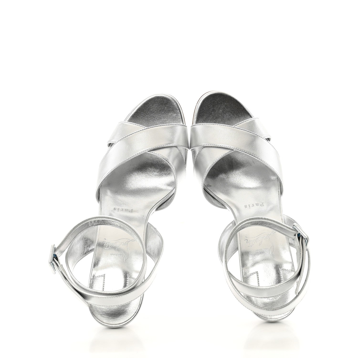Christian Louboutin Kid Laminato Mariza 85 Sandals 40.5 Silver 2 of 9