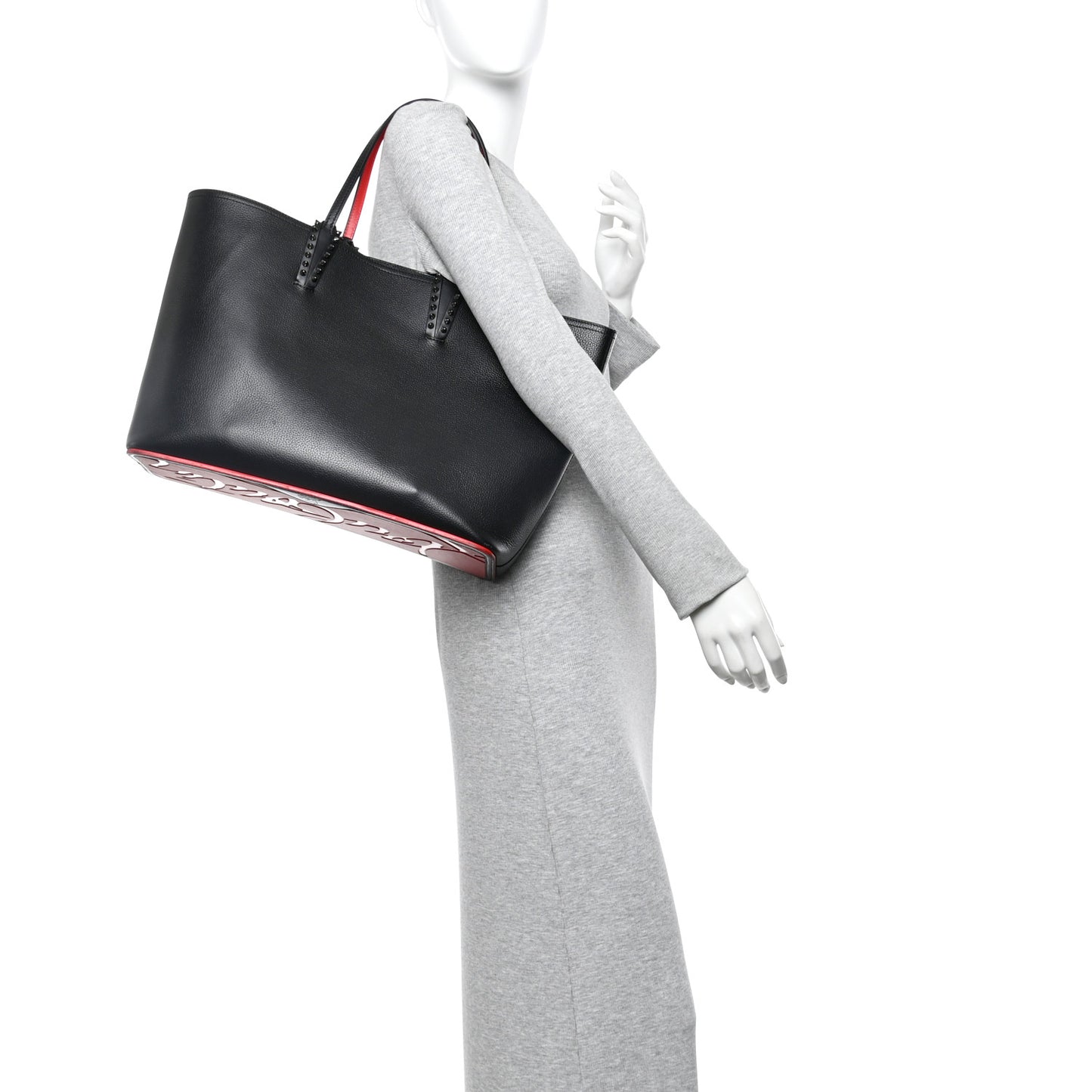Calfskin Spikes East West Cabata Tote Black