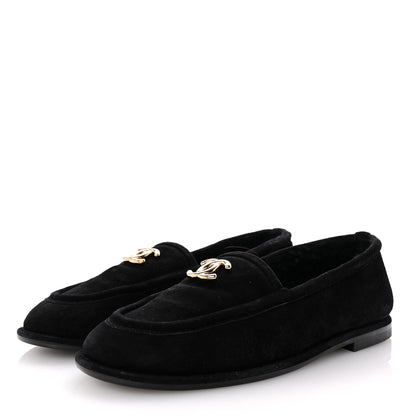 Chanel Suede Calfskin CC Loafers 38 Black 4 of 10