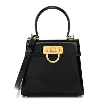 Salvatore Ferragamo Brushed Off Calfskin Iconic Top Handle Bag Black 1 of 12