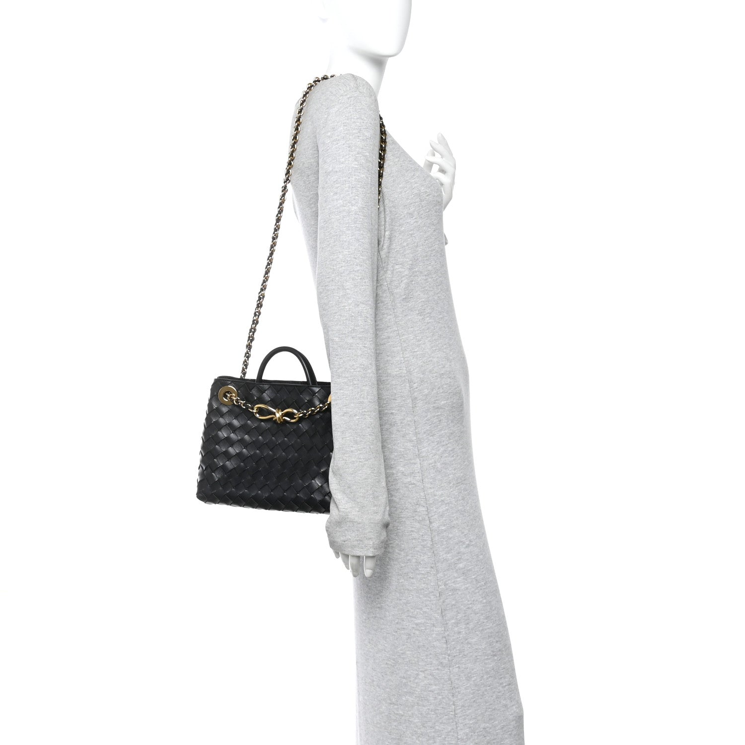 Bottega Veneta Nappa Intrecciato Small Andiamo With Chain Shoulder Bag Black 2 of 9