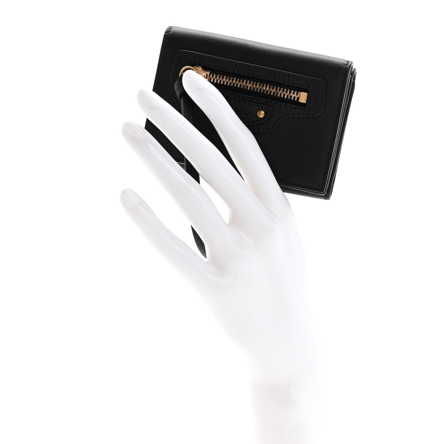 Balenciaga Calfskin Tri-Fold Wallet Black 2 of 9