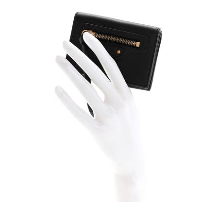 Balenciaga Calfskin Tri-Fold Wallet Black 2 of 9