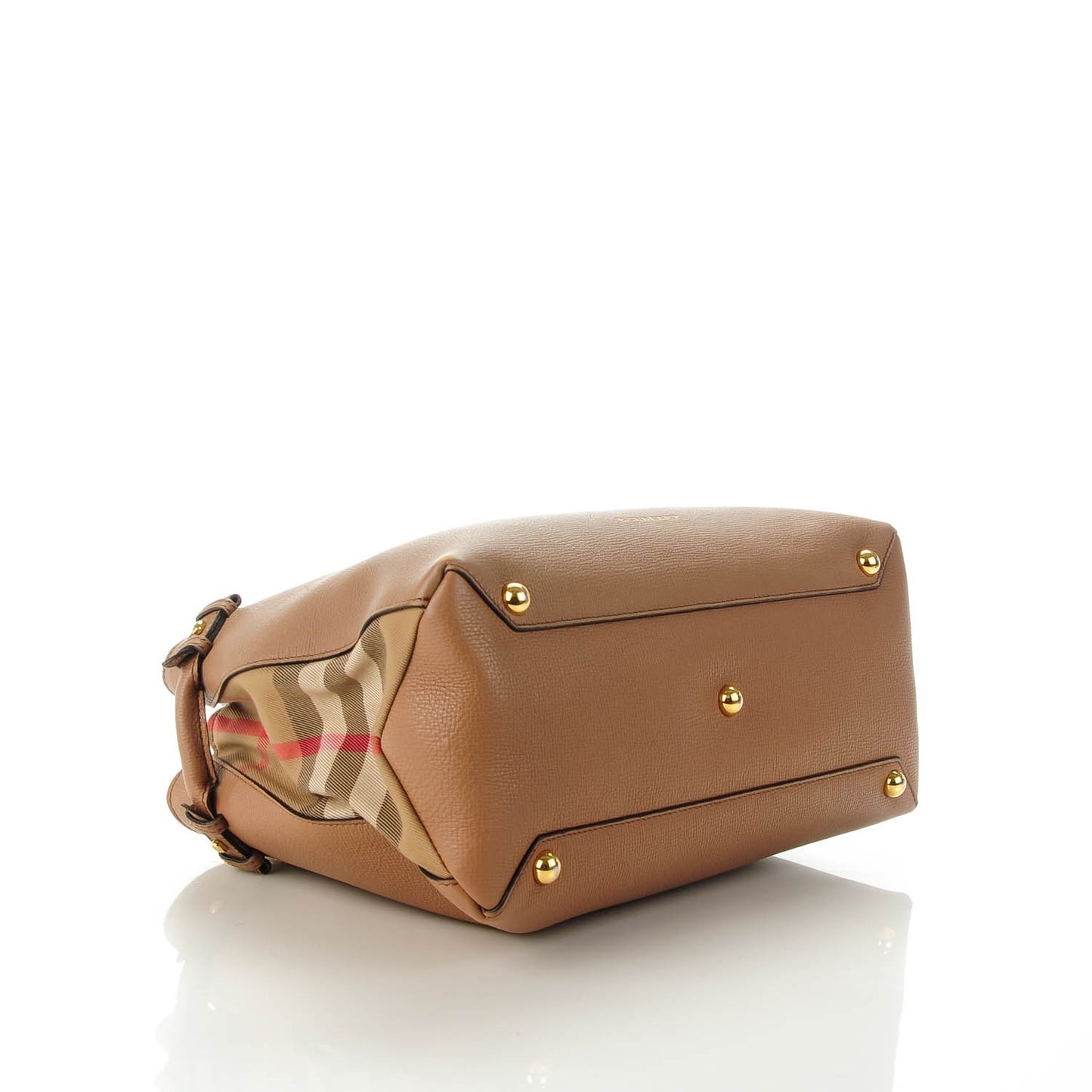 Grainy Calfskin House Check Medium Banner Tote Dark Sand