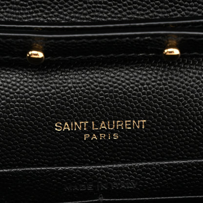 Saint Laurent Grain De Poudre Matelasse Chevron Monogram Chain Wallet Black 5 of 12