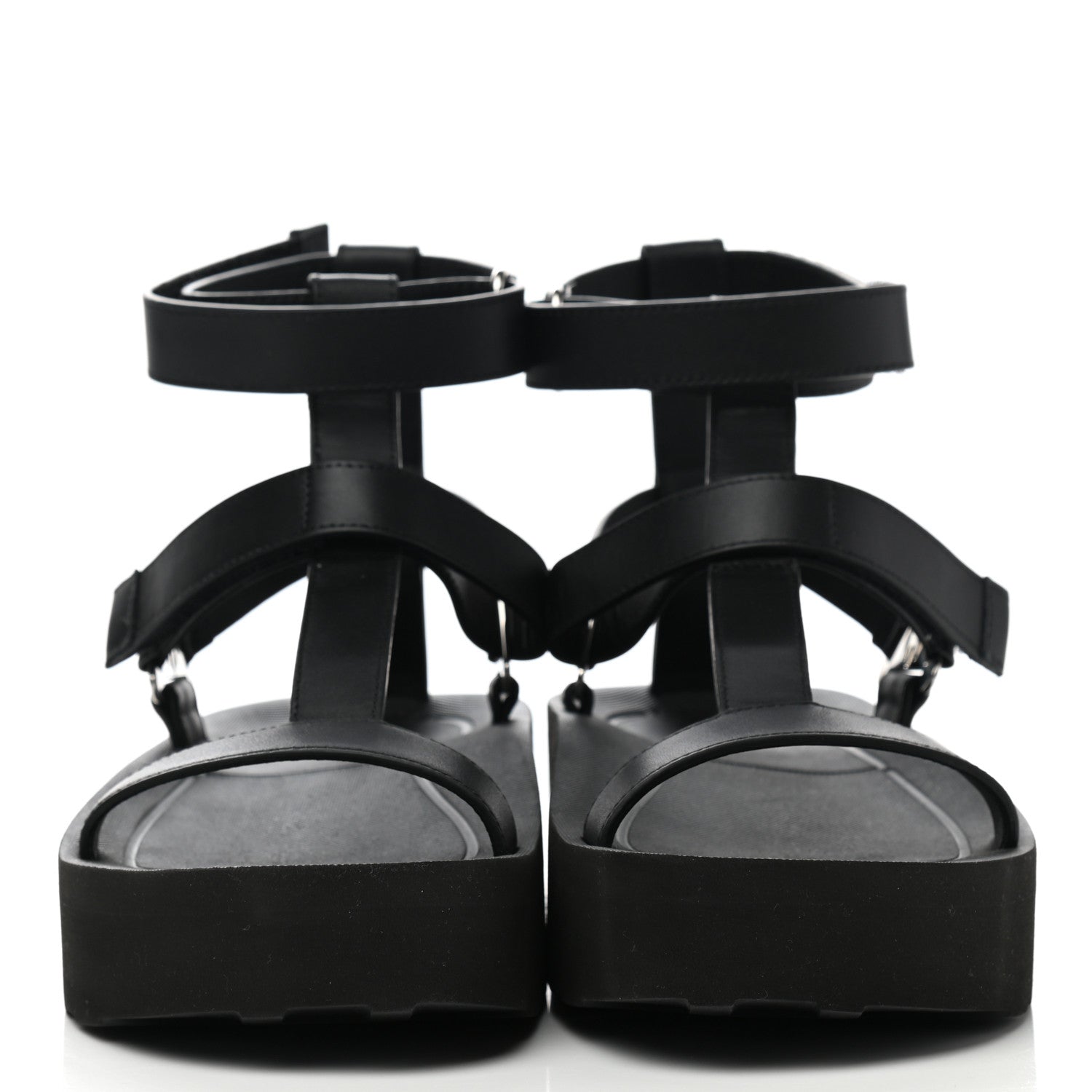 Hermes Calfskin Womens Enid Sandals 37 Black 2 of 9