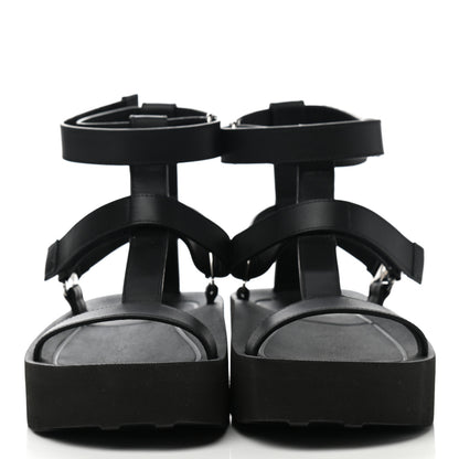Hermes Calfskin Womens Enid Sandals 37 Black 2 of 9