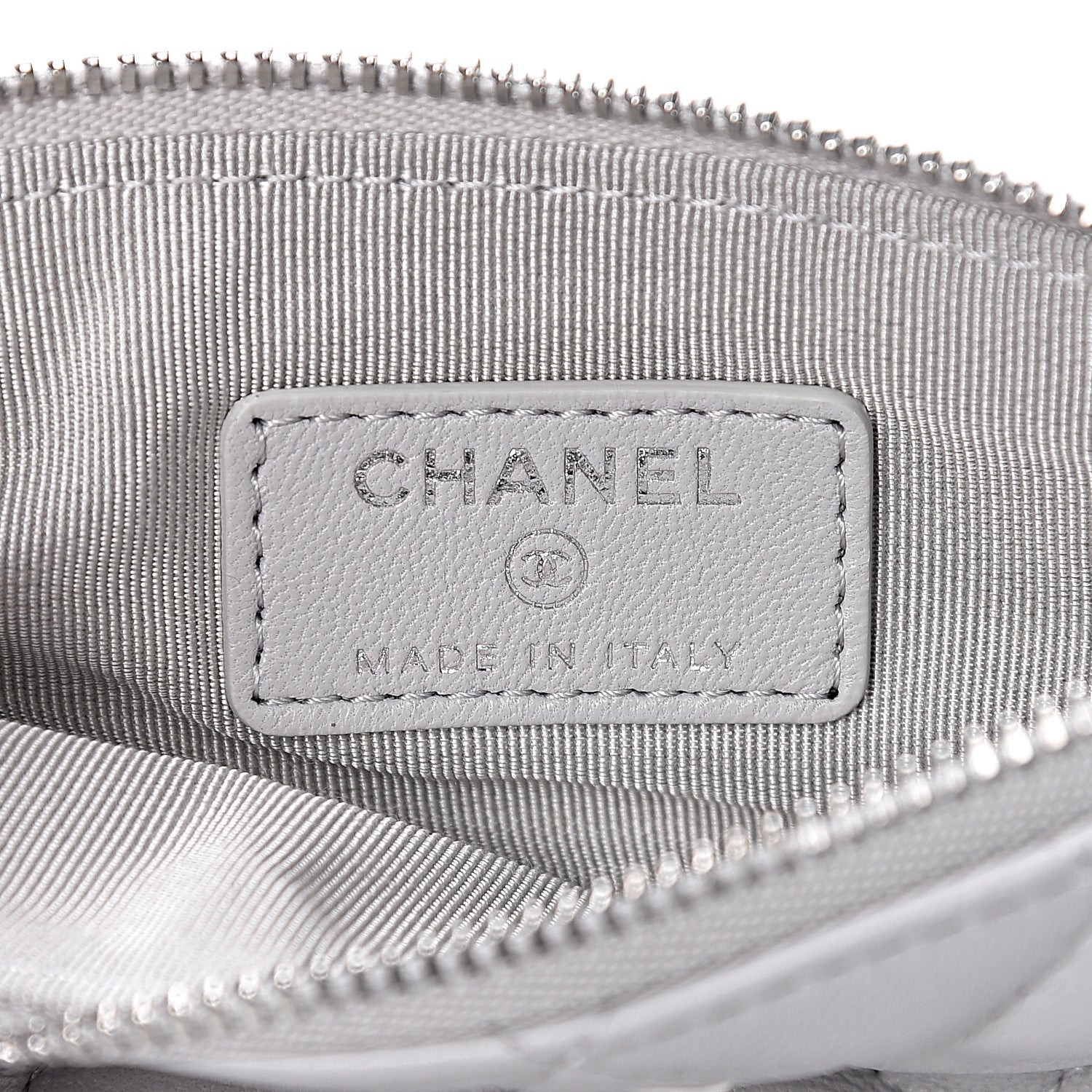 Chanel Lambskin Quilted Small Cosmetic Case Light Grey 6 of 8