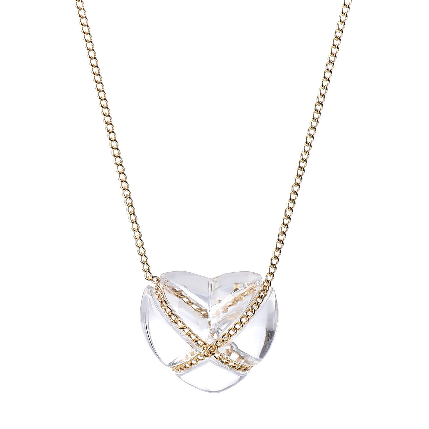 Tiffany 18K Yellow Gold Crystal Heart Pendant Necklace 4 of 7