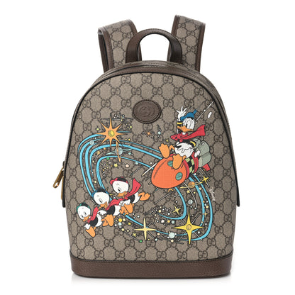 Gucci X DISNEY GG Supreme Monogram Donald Duck Small Interlocking G Dome Backpack Beige Multicolor New Acero 1 of 9