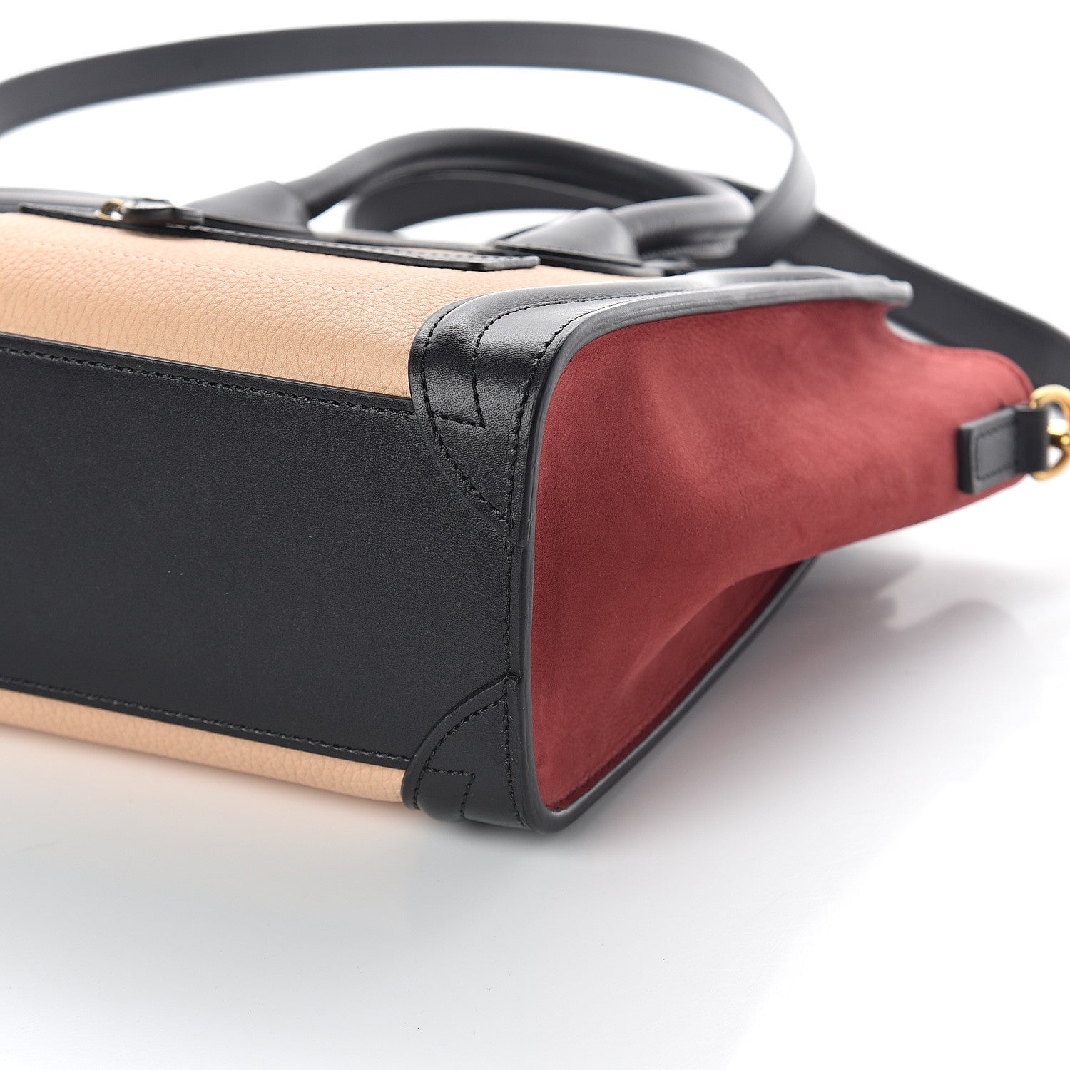 Celine Drummed Calfskin Nubuck Nano Tri-Color Luggage Ruby 8 of 8