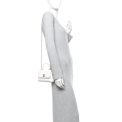 Chanel Caviar Quilted Coco Handle Clutch With Chain White 2 of 11