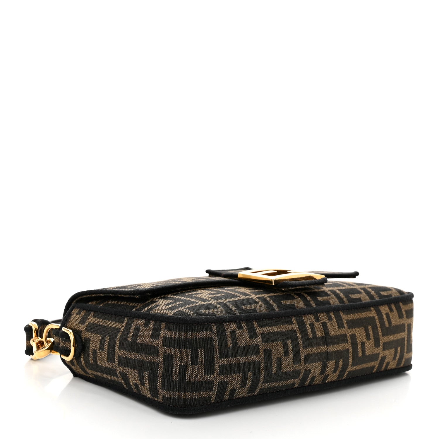 Fendi Fabric Jacquard FF 1974 Medium Baguette Tobacco Moro Black 4 of 10