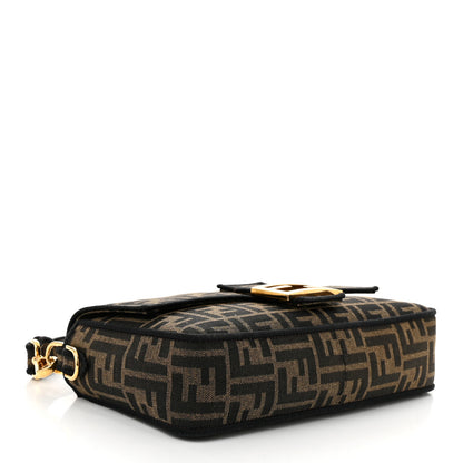 Fendi Fabric Jacquard FF 1974 Medium Baguette Tobacco Moro Black 4 of 10