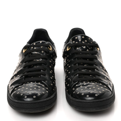 Louis Vuitton Patent Calfskin Studded Frontrow Sneakers 40 Black 2 of 8