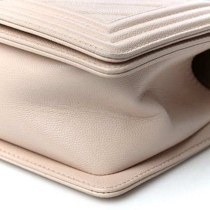 Chanel Caviar Chevron Quilted Medium Boy Flap Light Beige 10 of 10