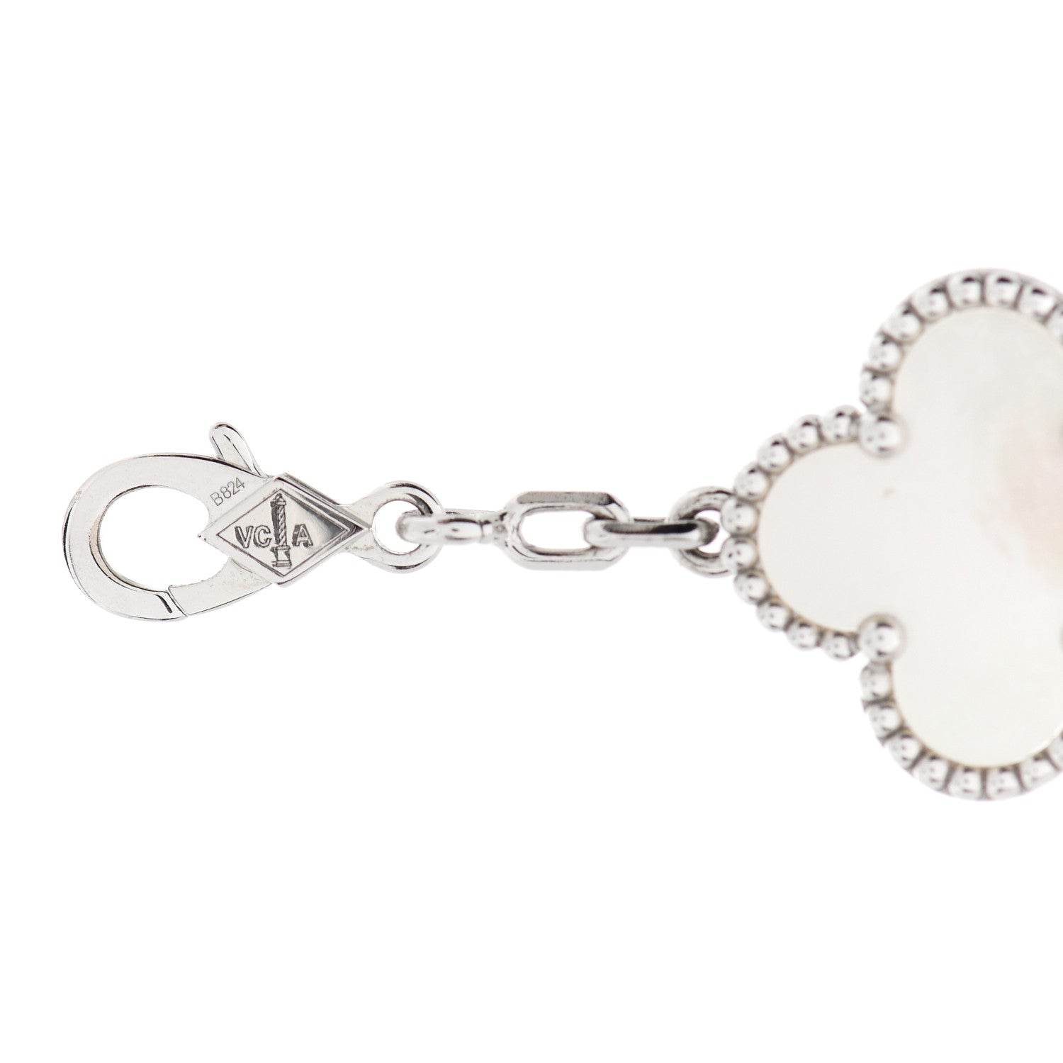 Van Cleef & Arpels 18K White Gold Mother of Pearl 5 Motifs Vintage Alhambra Bracelet 3 of 5