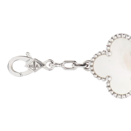 Van Cleef & Arpels 18K White Gold Mother of Pearl 5 Motifs Vintage Alhambra Bracelet 3 of 5