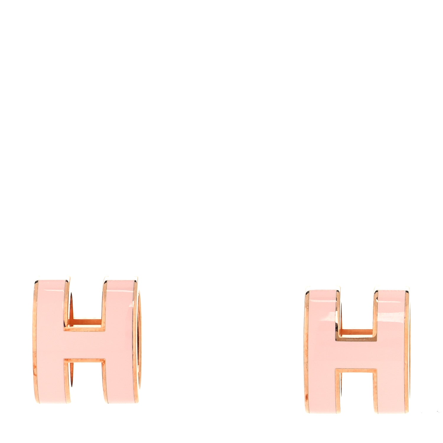 Hermes Rose Gold Lacquered Mini Pop H Earrings Rose Sakura 1 of 5