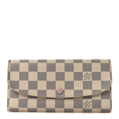 Louis Vuitton Damier Azur Emilie Wallet Rose Ballerine 1 of 7