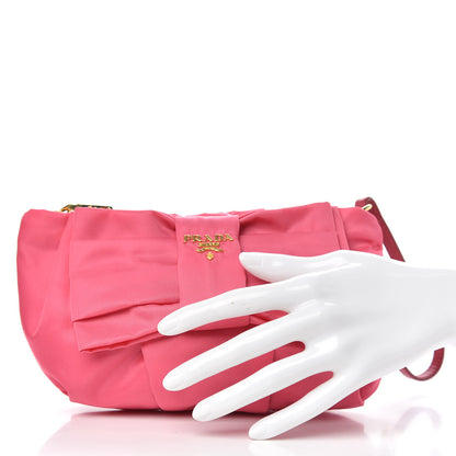 Prada Tessuto Nylon Bow Wristlet Begonia 2 of 9