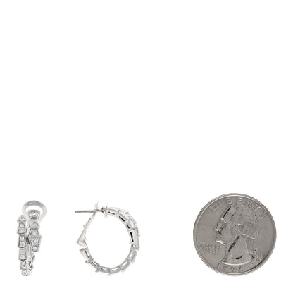 Bulgari 18K White Gold Diamond Serpenti Viper Hoop Pave Earrings 2 of 4