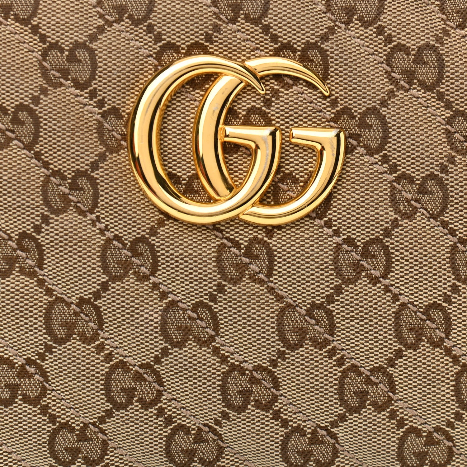 Gucci Monogram Matelasse Diagonal Small GG Marmont Chain Shoulder Bag Beige Black 8 of 11