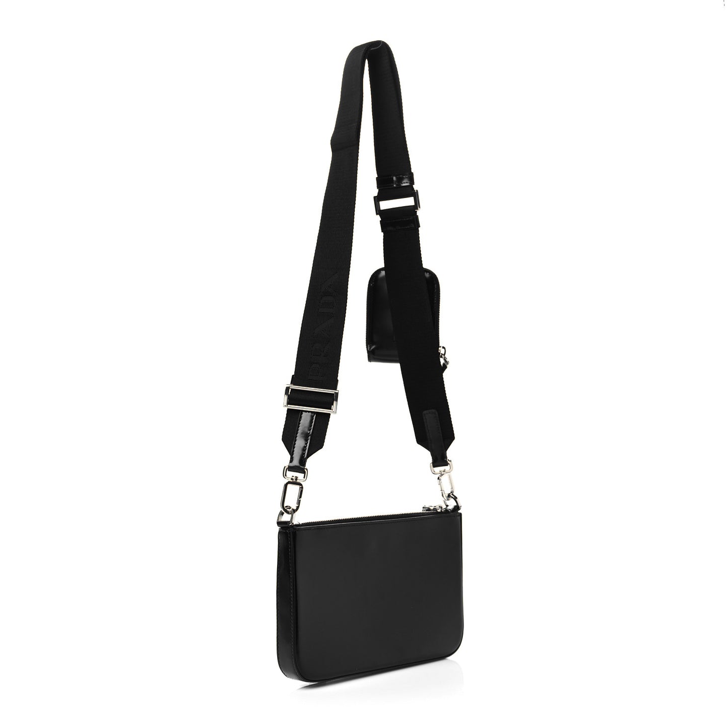 Spazzolato Pocket Pouch Shoulder Bag Black