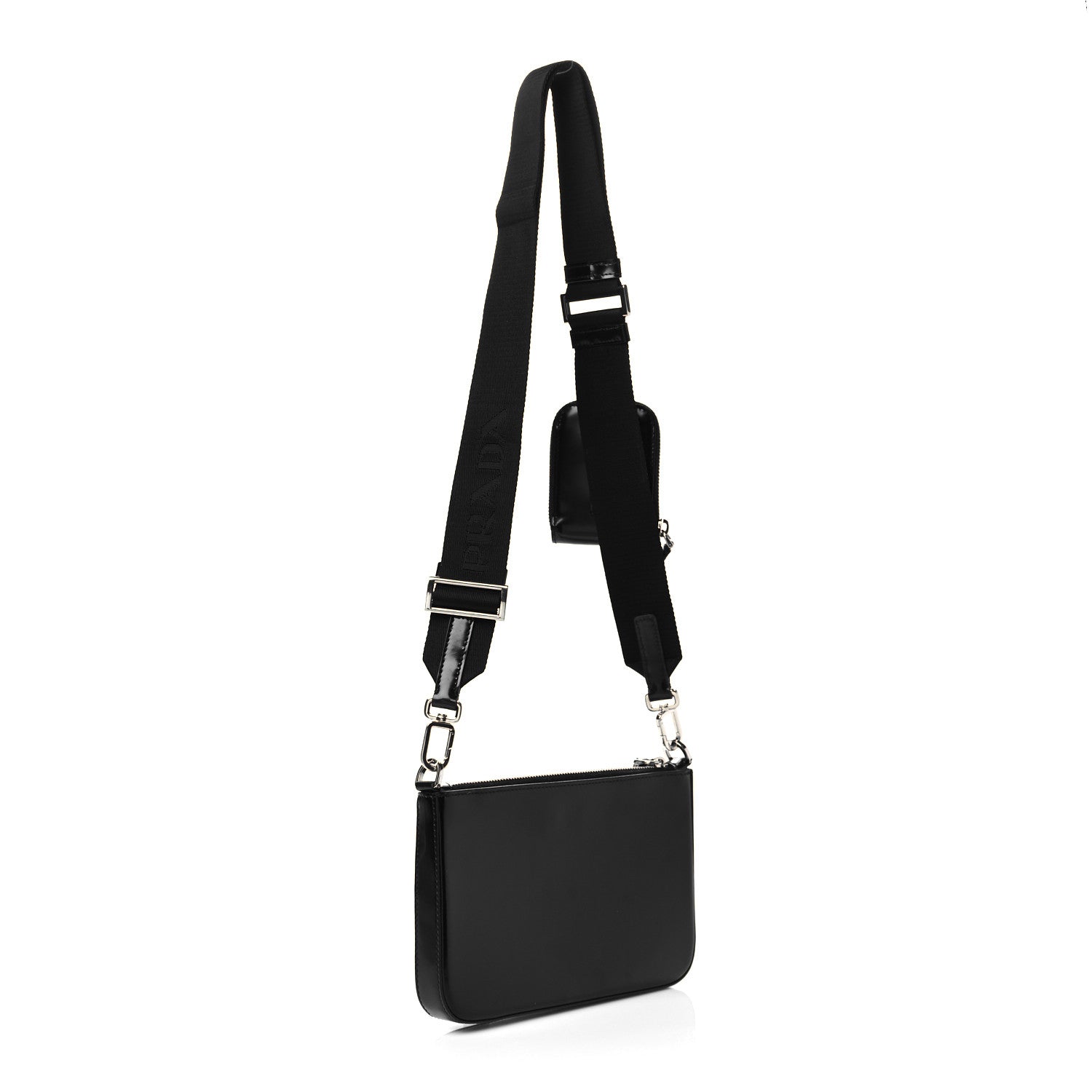 Prada Spazzolato Pocket Pouch Shoulder Bag Black 2 of 10