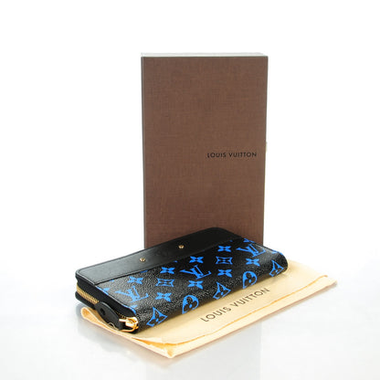 Louis Vuitton Calfskin Colored Monogram Zippy Wallet Blue Black 4 of 7