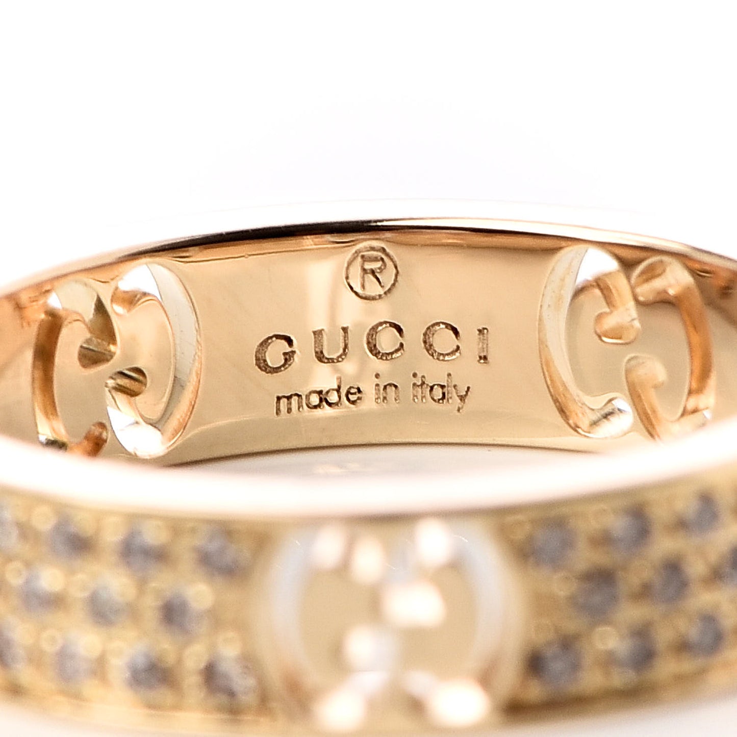 18K Yellow Gold Diamond Icon Stardust Thin Band Ring 47 4.25