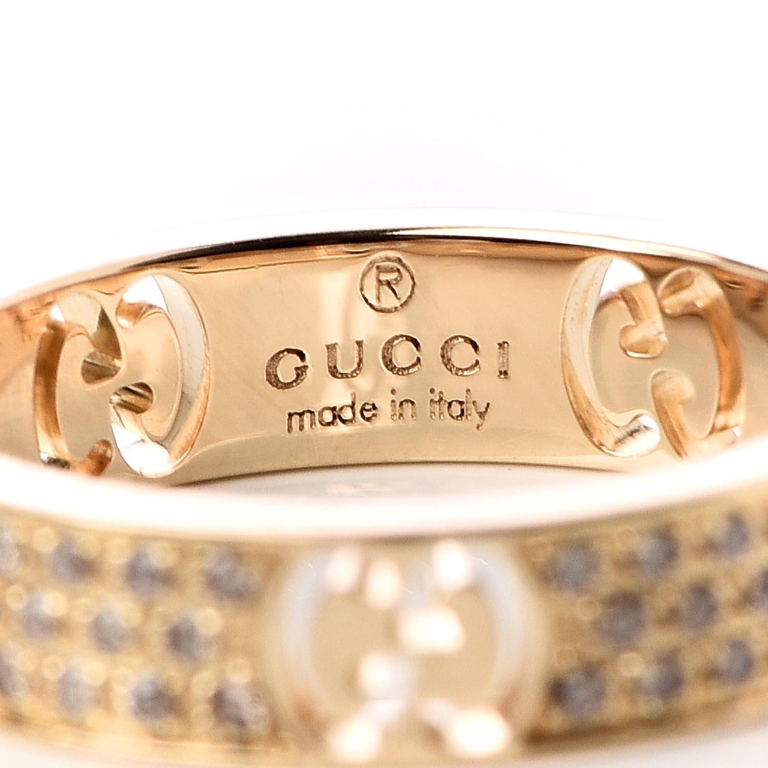 Gucci 18K Yellow Gold Diamond Icon Stardust Thin Band Ring 47 4.25 5 of 5