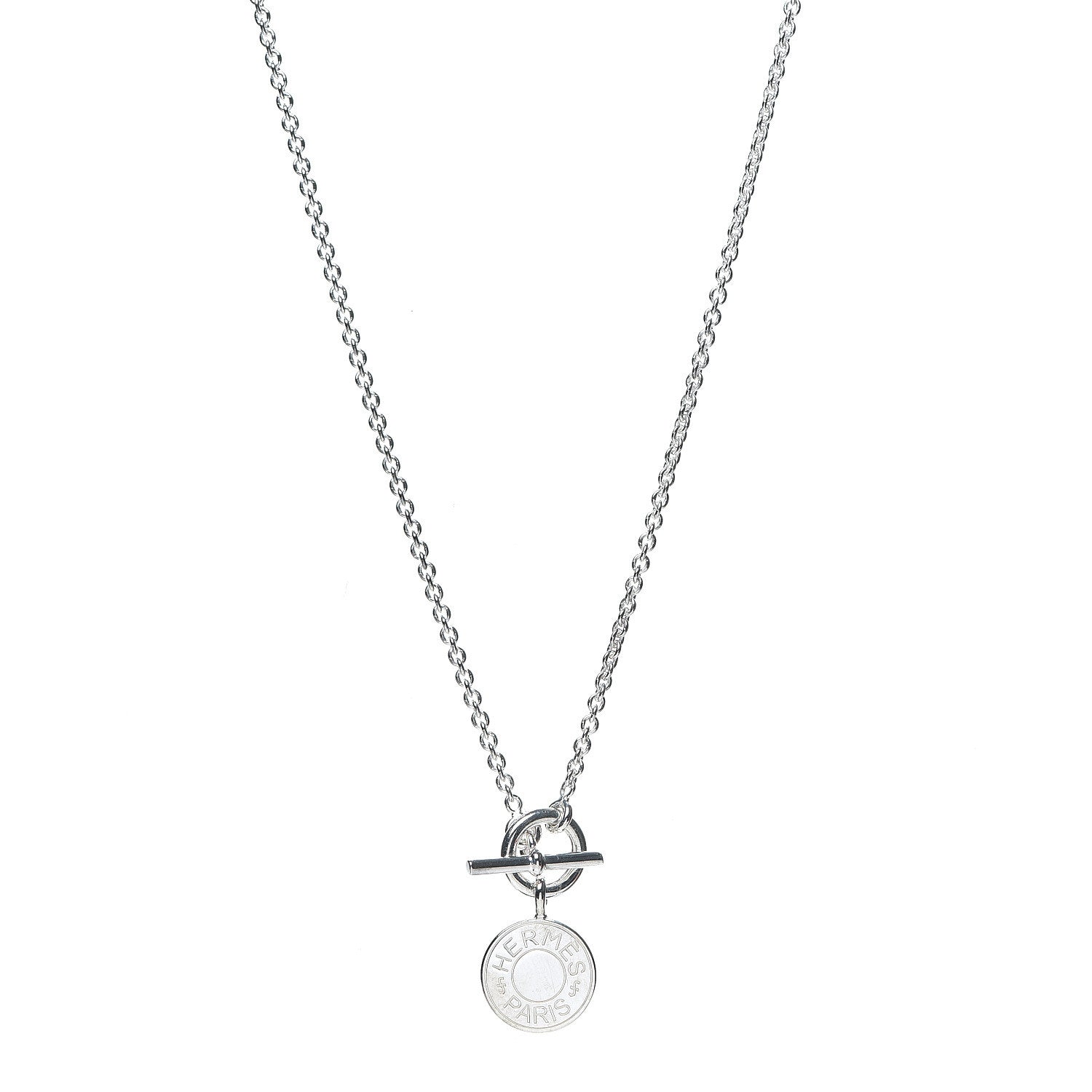 Hermes Sterling Silver Amulettes H Confettis Pendant Necklace 1 of 4
