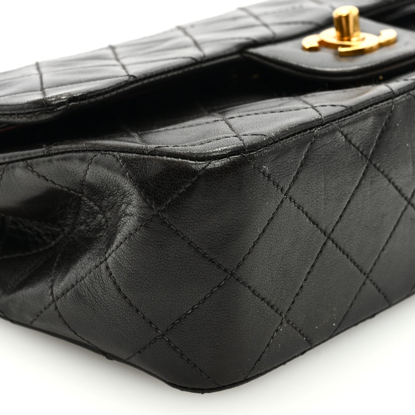 Lambskin Quilted Small Double Flap Black