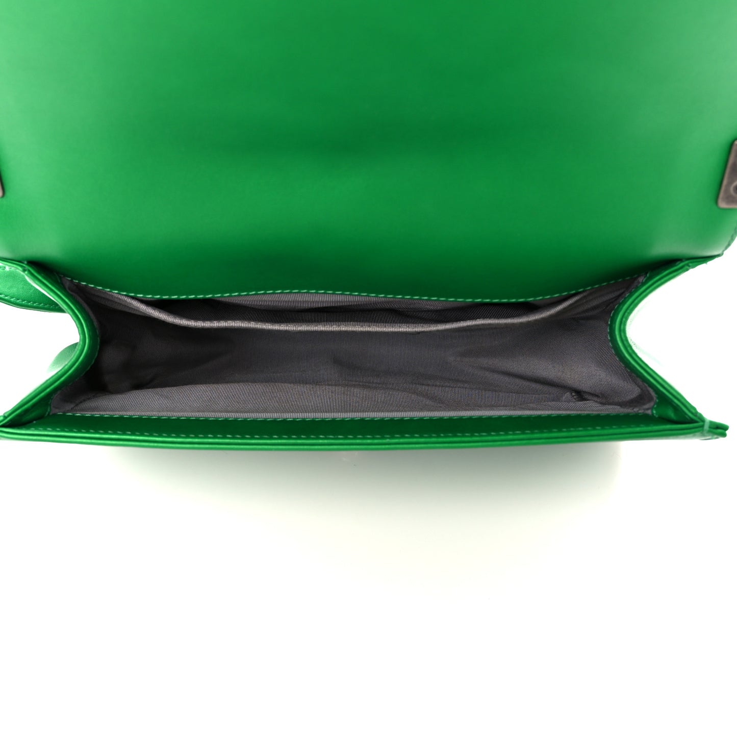 Metallic Calfskin Quilted Medium Boy Flap Green