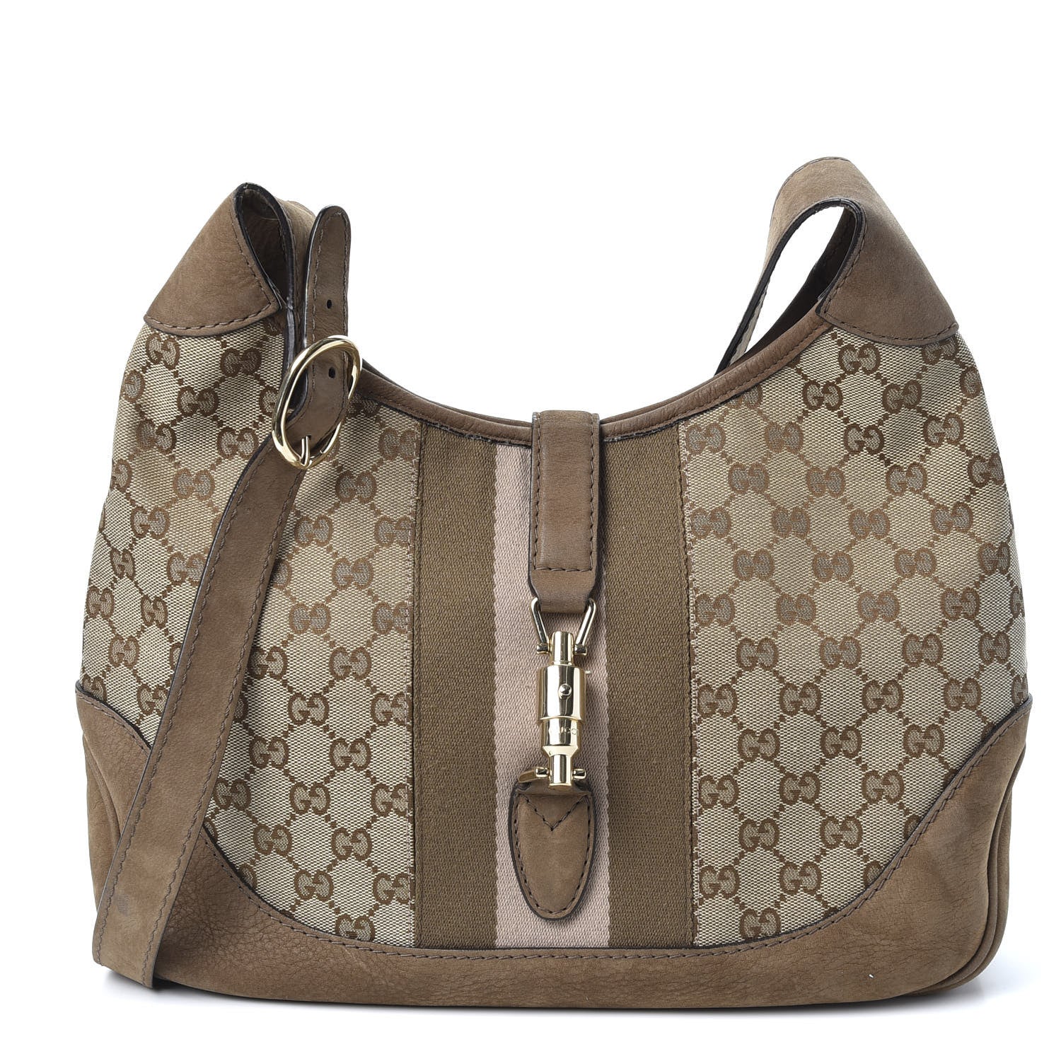 Gucci Monogram Web Medium Jackie O Hobo Brown 1 of 9