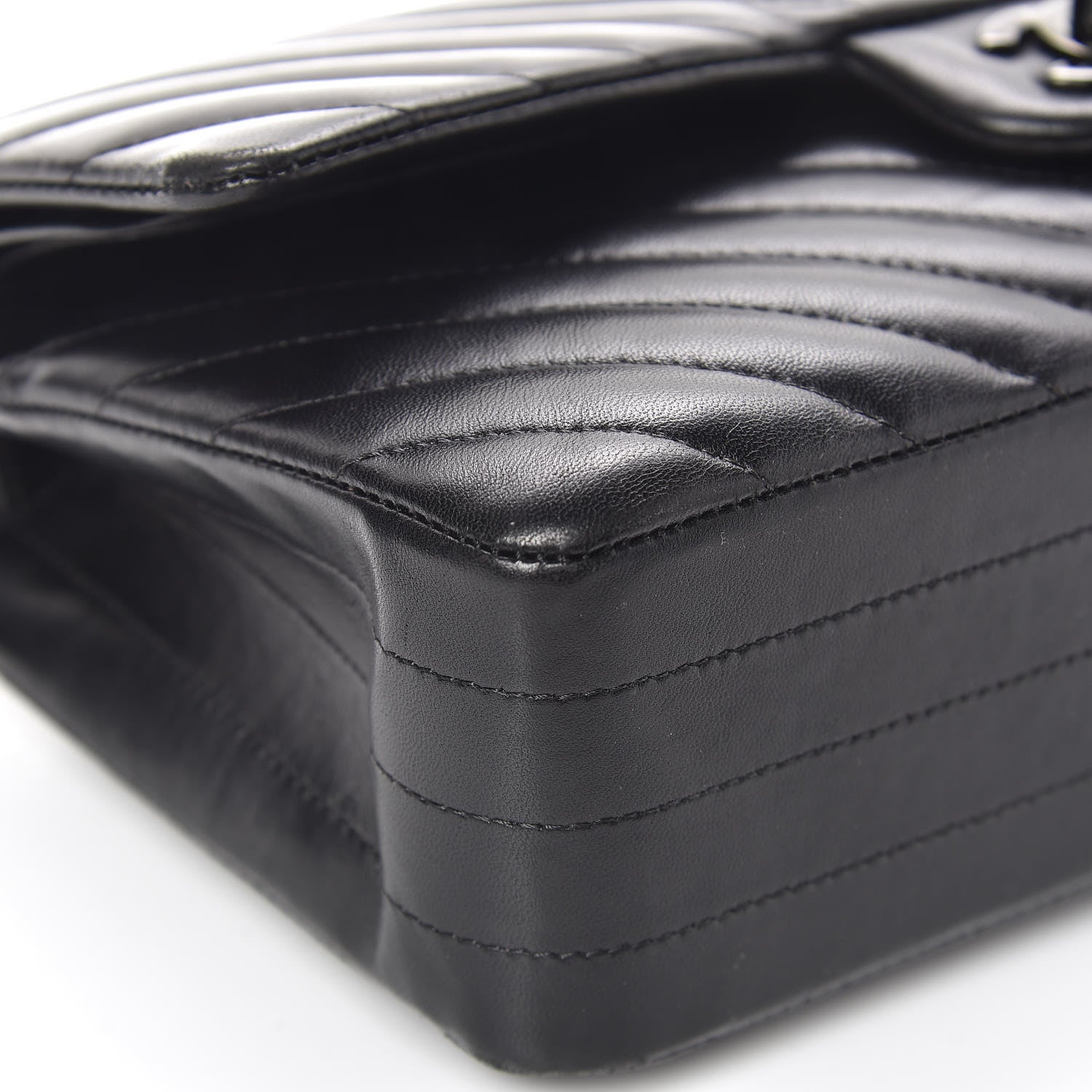 Chanel Lambskin Chevron Quilted Medium Double Flap So Black 13 of 21