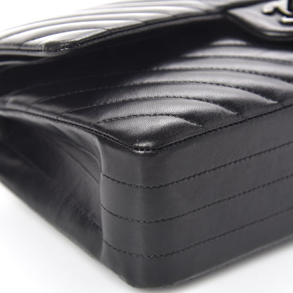 Chanel Lambskin Chevron Quilted Medium Double Flap So Black 13 of 21