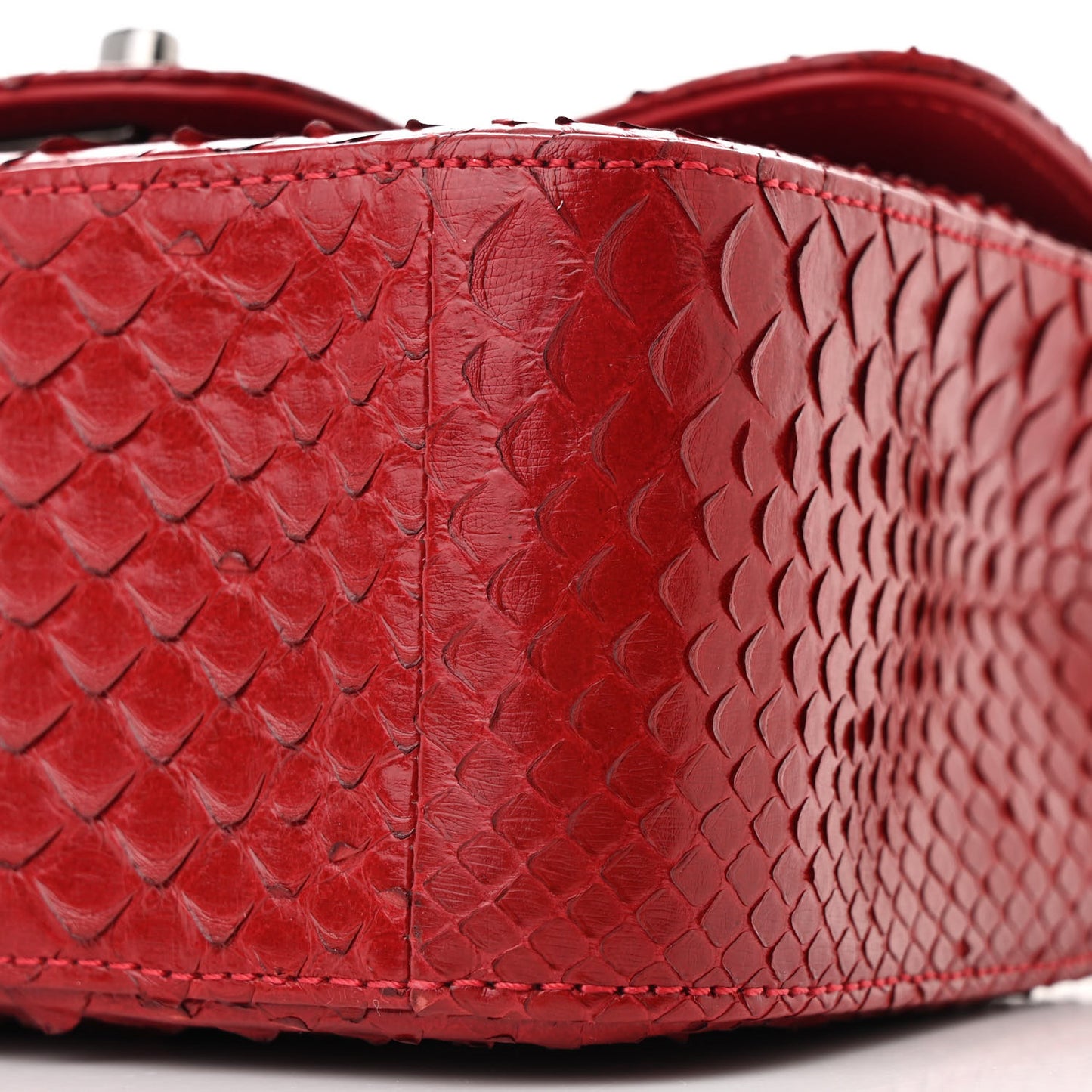 Snakeskin Mini Square Flap Red
