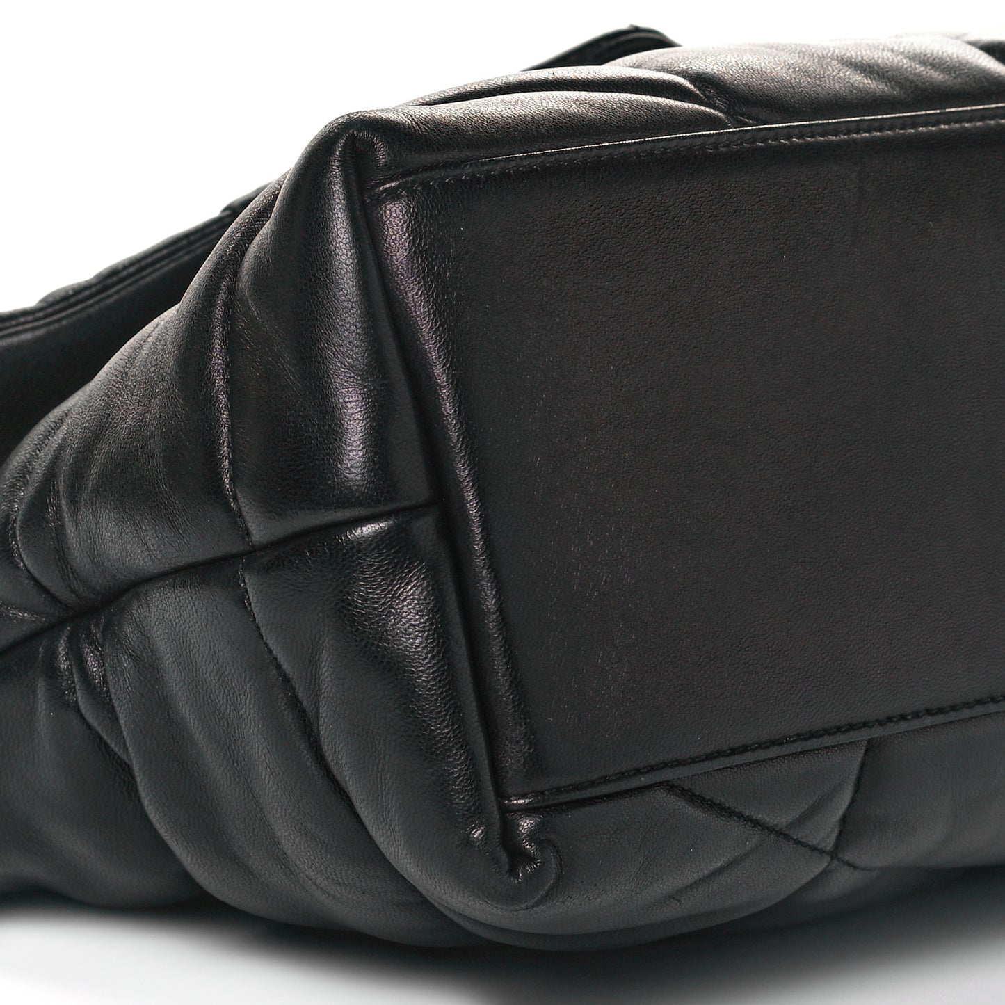 Lambskin Quilted Medium Loulou Puffer Monogram Chain Satchel Black