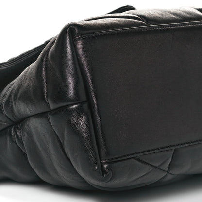 Saint Laurent Lambskin Quilted Medium Loulou Puffer Monogram Chain Satchel Black 9 of 10