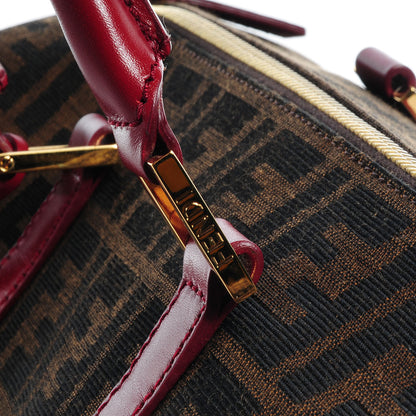 Fendi Zucca Calfskin Medium Convertible Boston Satchel Tobacco Granada 6 of 12