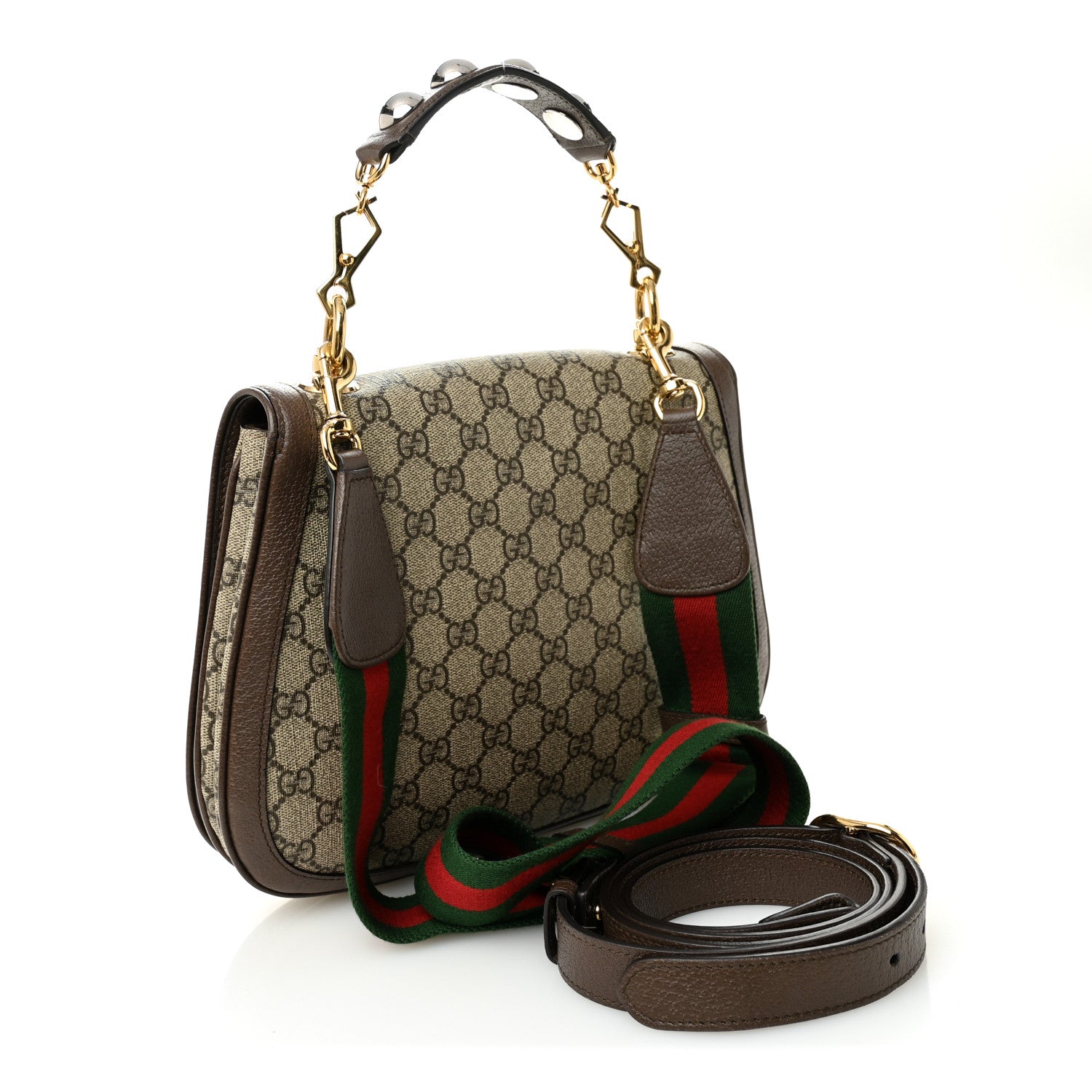 Gucci GG Supreme Monogram Textured Dollar Calfskin Web Medium